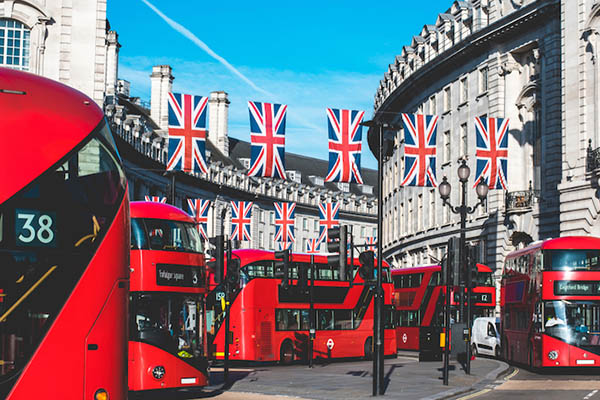 Red buses in London